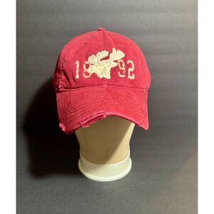Abercrombie & Fitch Red Distressed Baseball Cap Hat Moose Logo 1892 OSFA